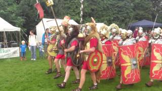 Roman Reenactment at the Amphitheatre in Caerleon Marching In [upl. by Yllut712]