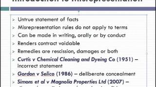 Misrepresentation Lecture 1 of 4 [upl. by Rauch]